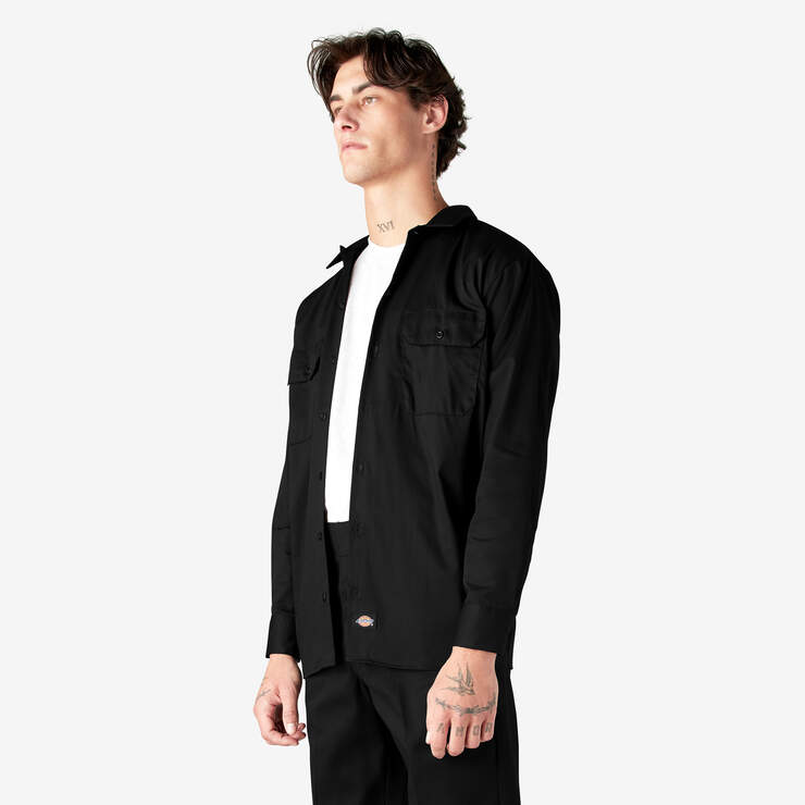 Long Sleeve Work Shirt - Black (BK) image number 3