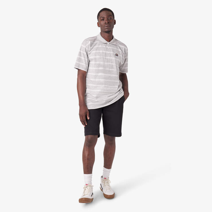 Dickies Skateboarding Striped Short Sleeve Polo - Heather Gray Stripe (HGT) image number 5