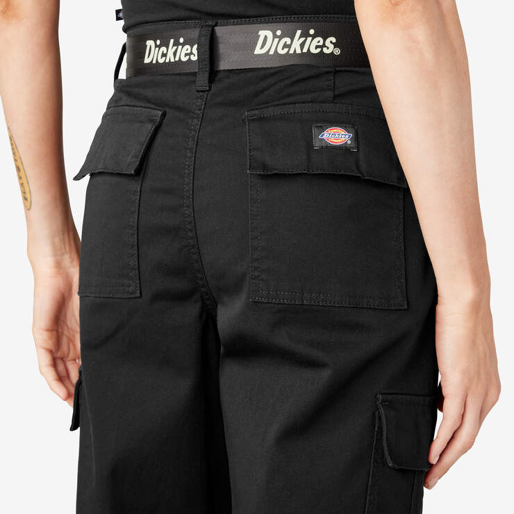 Women's Relaxed Fit Cropped Cargo Pants - Black (BKX) image number 8