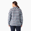 Women&#39;s Plus Long Sleeve Plaid Flannel Shirt - Clear Blue/Navy Ombre Plaid &#40;C1F&#41;