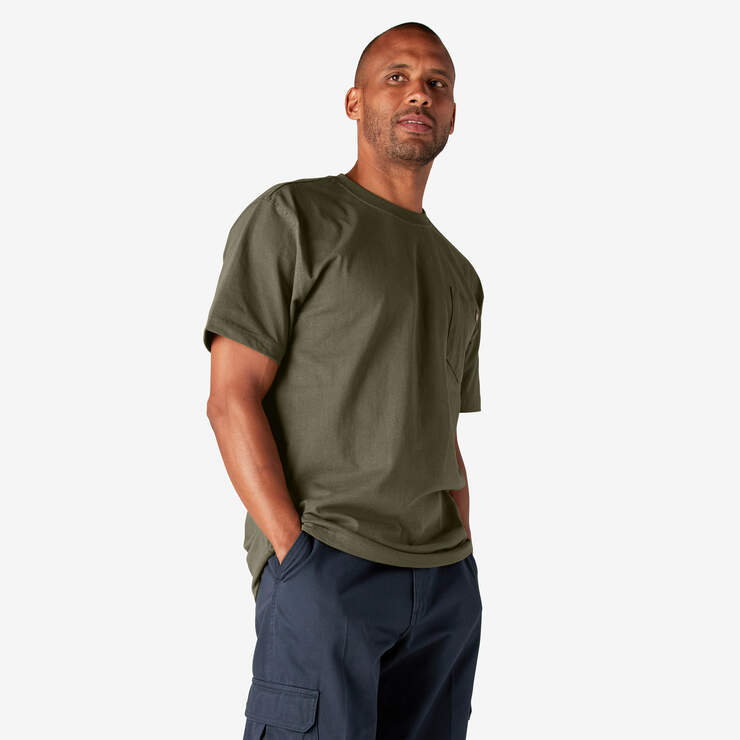 Heavyweight Short Sleeve Pocket T-Shirt - Military Green (ML) image number 4