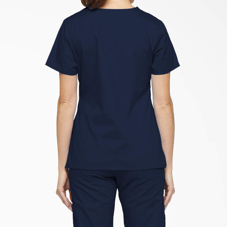 Women's EDS Signature Mock Wrap Scrub Top - Navy Blue (NVY) image number 2