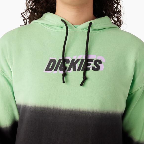 Women&#39;s Cropped Ombre Hoodie - Apple Mint/Black Dip Dye &#40;AMD&#41;