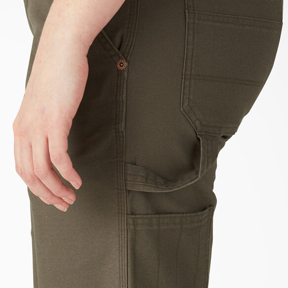 Women&rsquo;s Relaxed Fit Duck Carpenter Shorts, 11&quot; - Rinsed Moss Green &#40;RMS&#41;