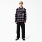 Flannel Quilted Lined Shirt Jacket - Black Wine Grey Plaid &#40;APW&#41;