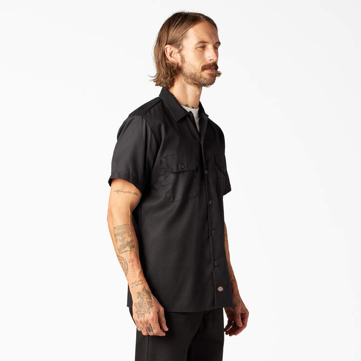FLEX Slim Fit Short Sleeve Work Shirt - Black (BK) image number 4