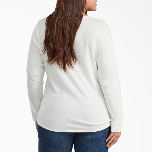 Women&#39;s Plus Henley Long Sleeve Shirt - Opaque White &#40;WQ&#41;