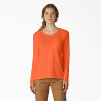 Women's Cooling Long Sleeve Pocket T-Shirt - Bright Orange (BOD)