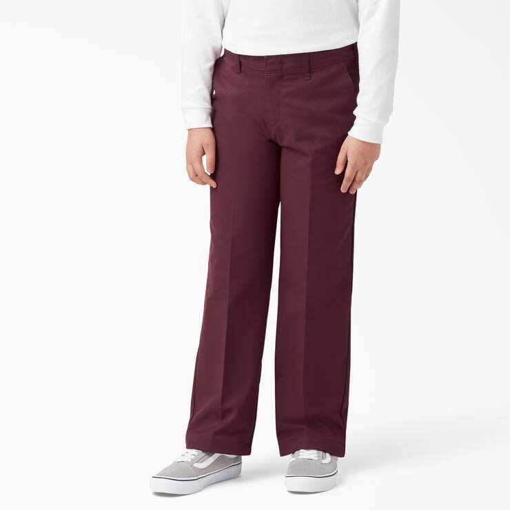 Boys' Classic Fit Pants, 8-20 - Burgundy (BY) image number 1