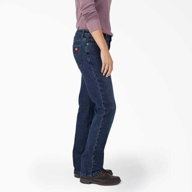 Women's Lined Relaxed Fit Jeans - Stonewashed Medium Blue (MSW) image number 3