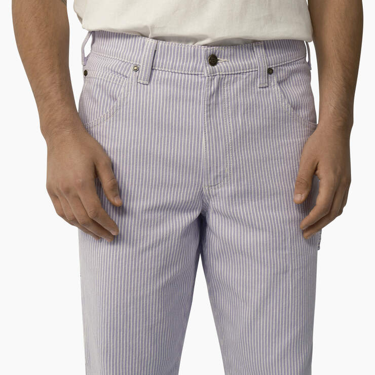 Garyville Regular Fit Hickory Stripe Carpenter Pants - Ecru/Lilac (EUG) image number 5