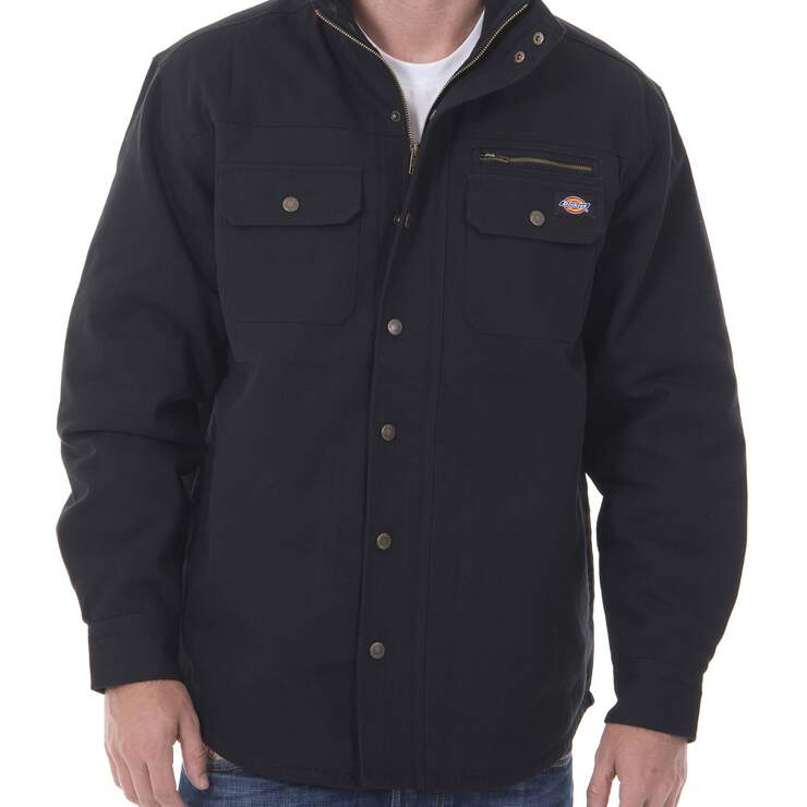 Men's Long Sleeve Quilted Shirt Jacket - Black (BLK) image number 1