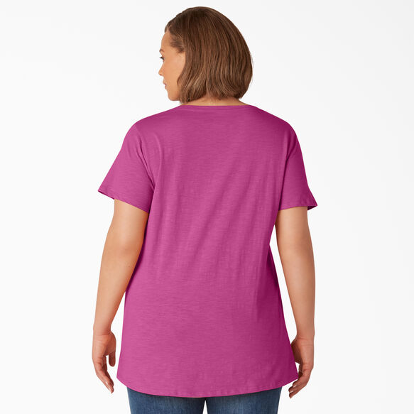 Women&#39;s Plus Short Sleeve V-Neck T-Shirt - Festival Fuchsia &#40;F2F&#41;