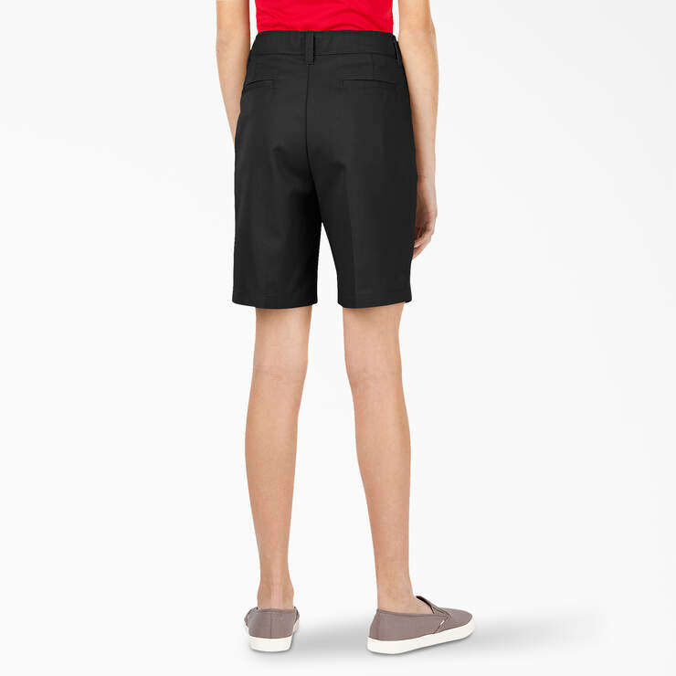 Girls' Slim Fit Shorts, 4-20 - Black (BK) image number 2