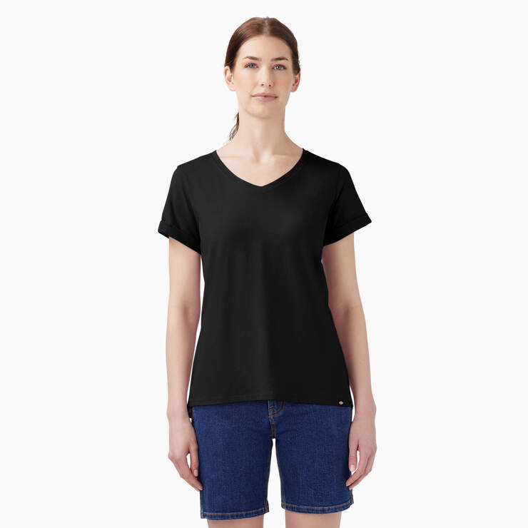 Women’s V-Neck T-Shirt - Black (KBK) image number 1