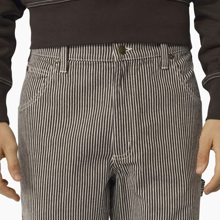 Garyville Regular Fit Hickory Stripe Carpenter Pants - Ecru/Brown (EUB) image number 6