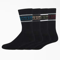 Rugby Stripe Socks, Size 6-12, 4-Pack - Black/Fall Stripe (BSF)