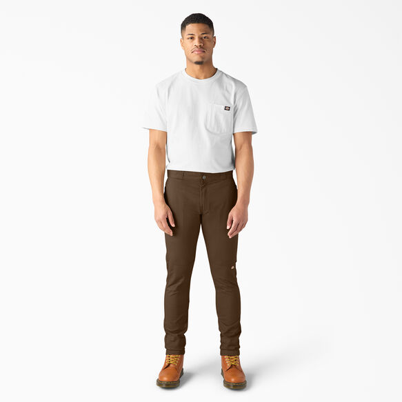 Skinny Fit Straight Leg Double Knee Work Pants - Timber Brown &#40;TB&#41;