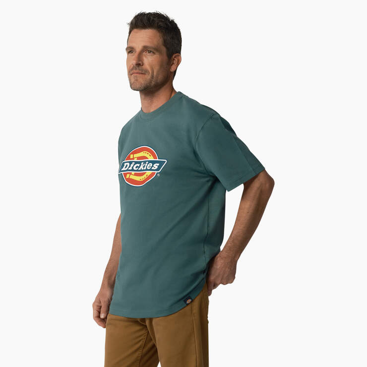 Short Sleeve Tri-Color Logo Graphic T-Shirt - Lincoln Green (LN) image number 3