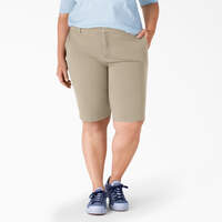 Women's Plus Perfect Shape Straight Fit Bermuda Shorts, 11" - Rinsed Oxford Stone (RDG2)