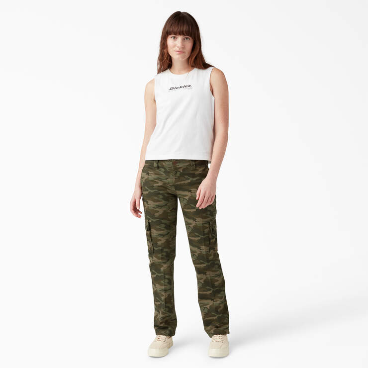 Women's FLEX Relaxed Fit Cargo Pants - Light Sage Camo (LSC) image number 6