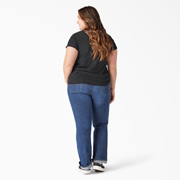 Women&#39;s Plus Short Sleeve V-Neck T-Shirt - Black &#40;KBK&#41;