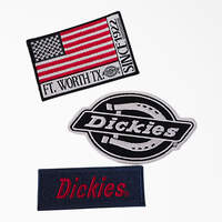 Dickies Logo & Flag Iron-on Patches, 3-Pack - Assorted Colors (QA)