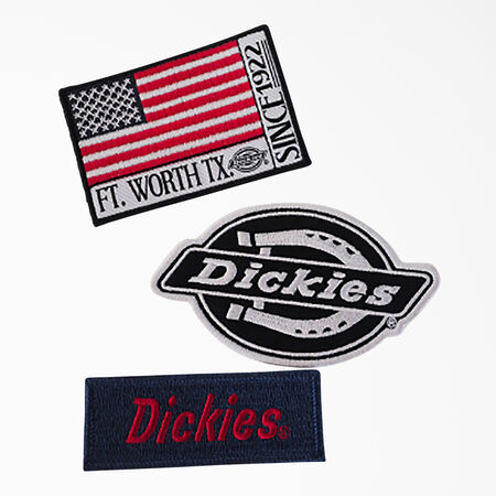 Dickies Logo &amp; Flag Iron-on Patches, 3-Pack - Assorted Colors &#40;QA&#41;