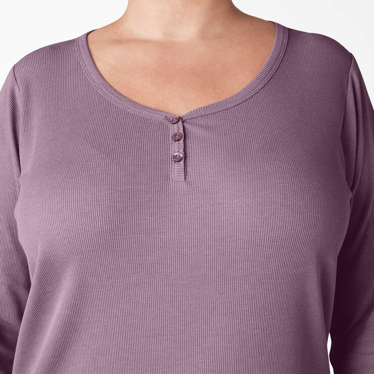 Women's Plus Henley Long Sleeve Shirt - Grapeade (GSD) image number 7