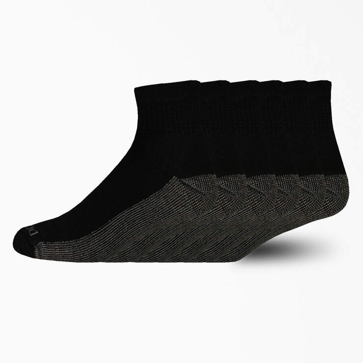 Dri-Tech Quarter Socks, Size 12-15, 6-Pack - Black (BK) image number 1
