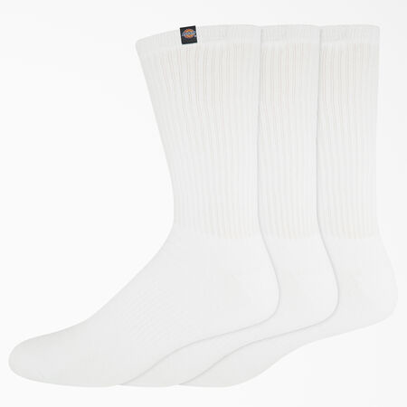 Dickies Label Crew Socks, Size 6-12, 3-Pack - White &#40;WH&#41;