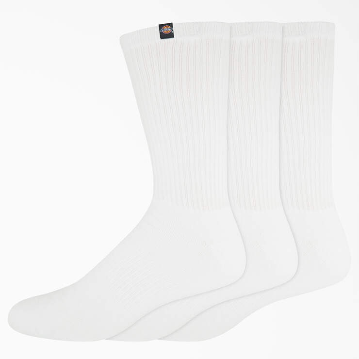 Dickies Label Crew Socks, Size 6-12, 3-Pack - White (WH) image number 1