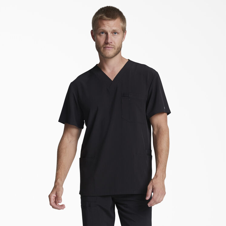 Men&#39;s EDS Essentials V-Neck Scrub Top with Patch Pockets - Black &#40;BLK&#41;