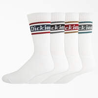 Rugby Stripe Socks, Size 6-12, 4-Pack - White (WH)