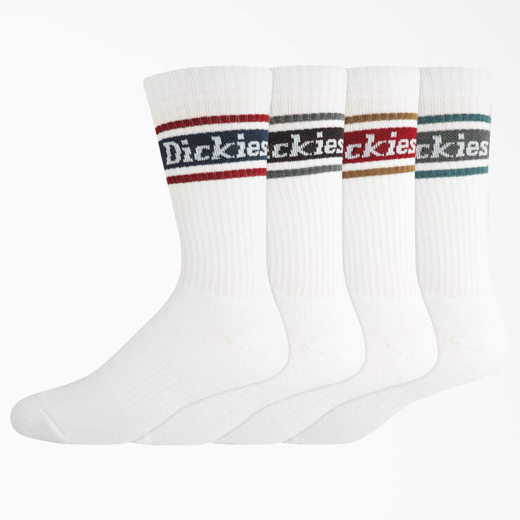 Rugby Stripe Socks, Size 6-12, 4-Pack - White (WH) image number 1