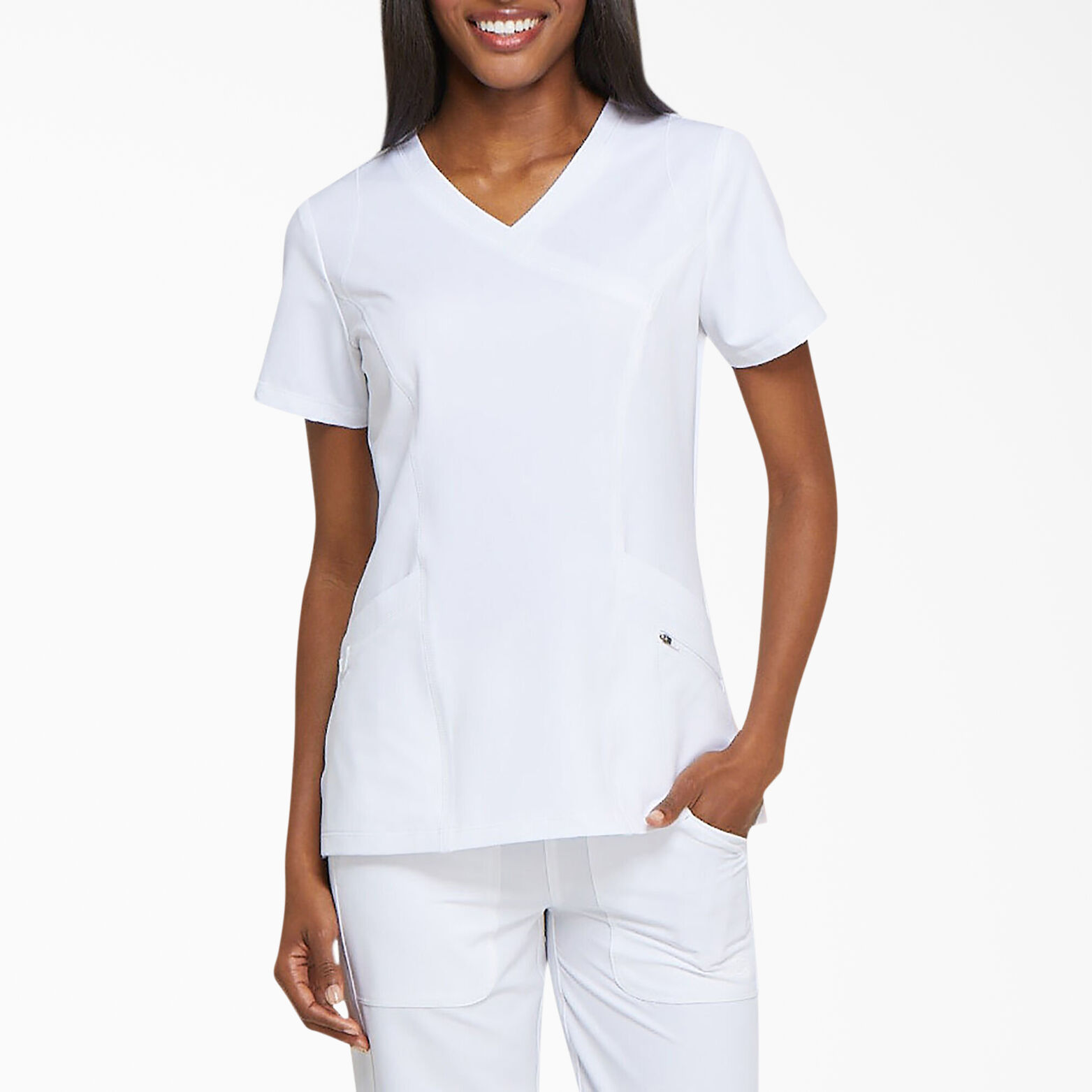 Download Women's Dynamix Mock Wrap Top , White M | Women's Scrubs ...