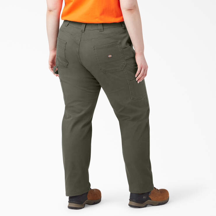Women's Plus FLEX Relaxed Straight Fit Duck Carpenter Pants - Rinsed Moss Green (RMS) image number 2