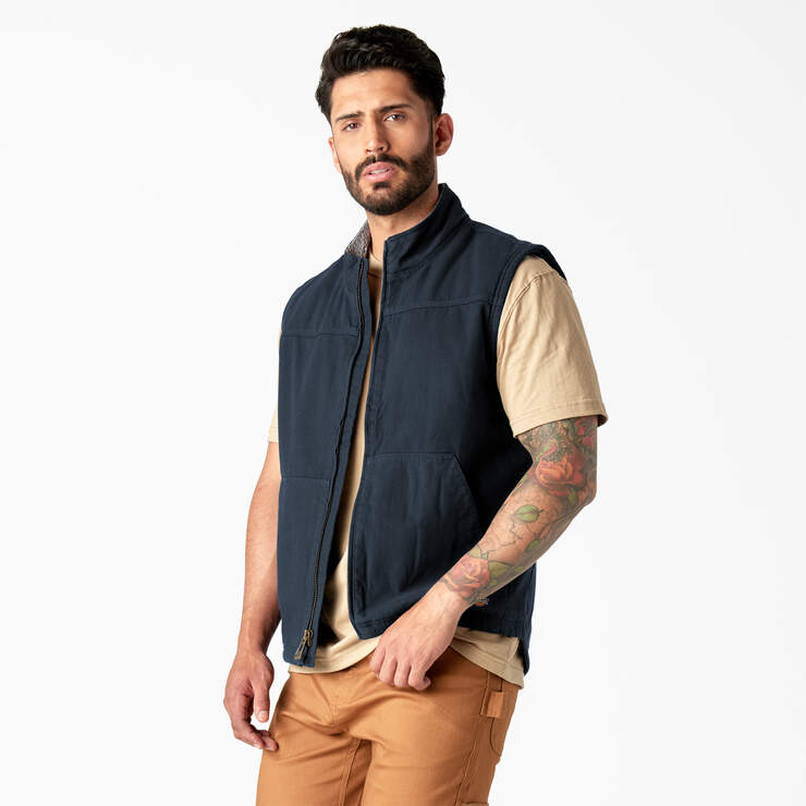 Duck Canvas High Pile Fleece Lined Vest - Rinsed Dark Navy (RDN) image number 3