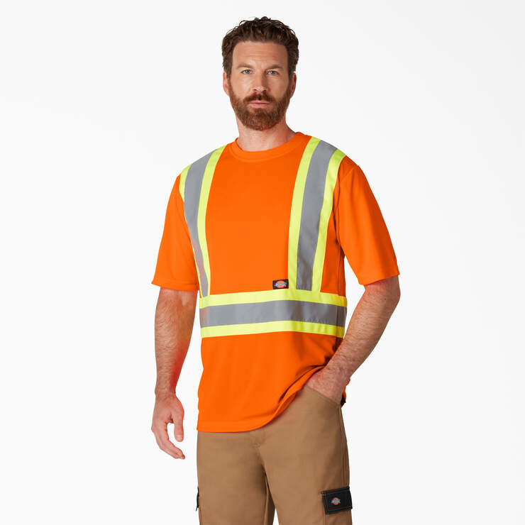 Hi Vis Safety Short Sleeve T-Shirt - ANSI Orange (AO) image number 1