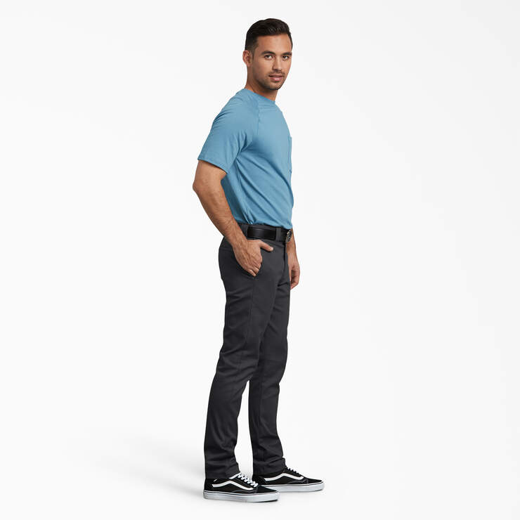 Slim Fit Skinny Leg Twill Work Pants - Black (BK) image number 6