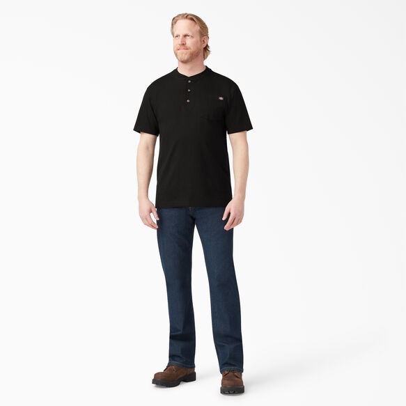 Heavyweight Short Sleeve Henley T-Shirt - Black &#40;BK&#41;