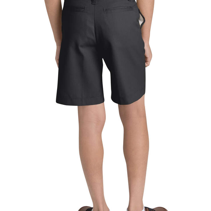 Boys' Classic Fit Flat Front Shorts, 8-20 - Black (BK) image number 2