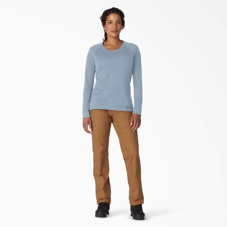 Women's Cooling Long Sleeve Pocket T-Shirt - Fog Blue (FE) image number 4