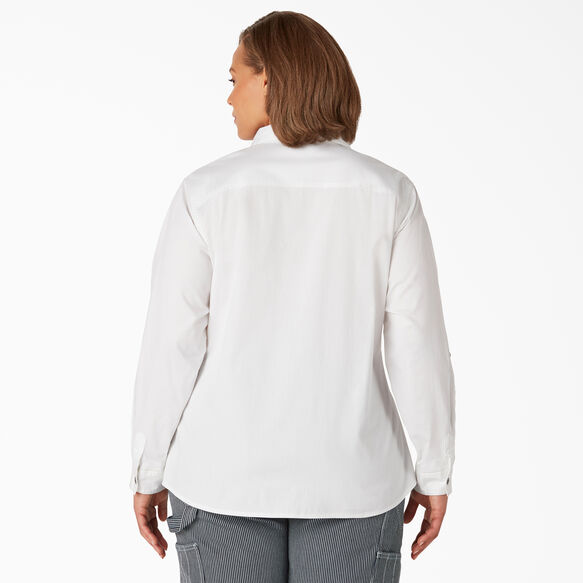 Women&#39;s Plus Long Sleeve Roll-Tab Work Shirt - White &#40;WH&#41;