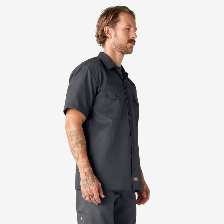 Short Sleeve Work Shirt - Charcoal Gray (CH) image number 4