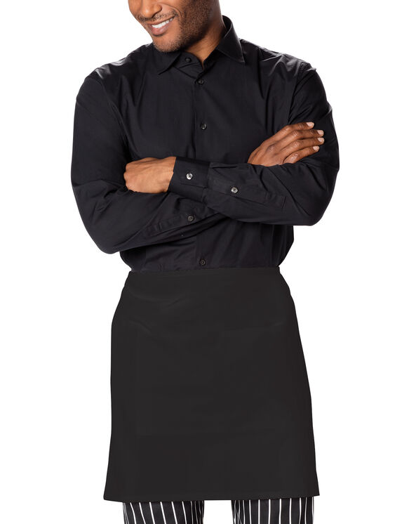 Unisex Waist Tie Half Bistro Apron with 2 Pockets - BLACK (BLK)