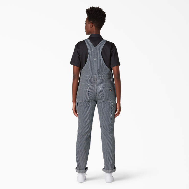 Women's Hickory Stripe Double Knee Bib Overalls - Rinsed Hickory Stripe (RHS) image number 2