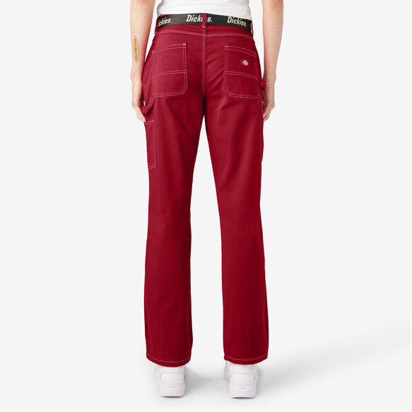 Women&#39;s High Waisted Carpenter Pants - English Red &#40;ER&#41;