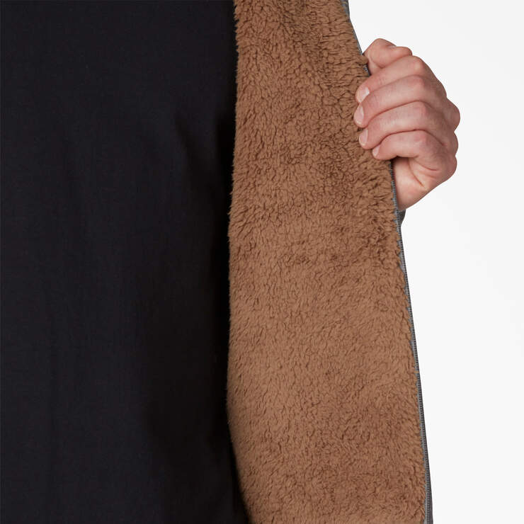High Pile Fleece Lined Full Zip Hoodie - Dark Heather Gray (DH) image number 6
