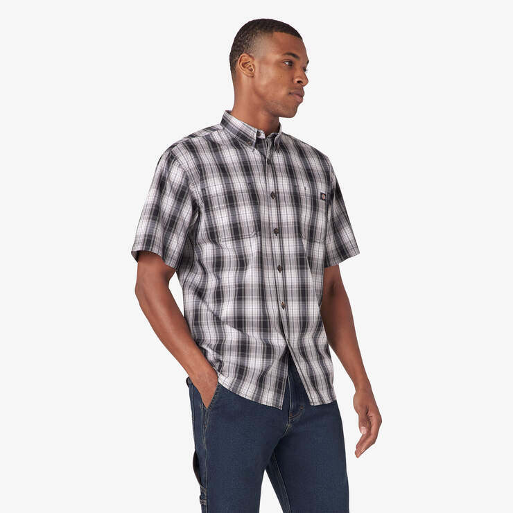 Short Sleeve Woven Shirt - Black/Alloy Plaid (KPY) image number 4